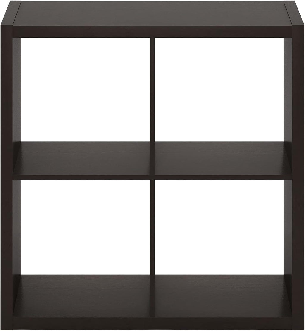 4 Cube Bookcase, Modern Cube Storage Shelf, Thick Frame Open Back Bookshelf for Living Room & Bedroom