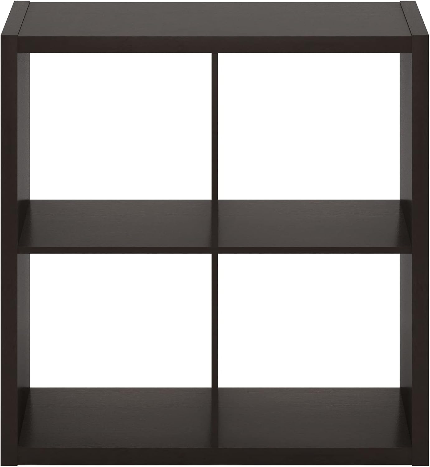 4 Cube Bookcase, Modern Cube Storage Shelf, Thick Frame Open Back Bookshelf for Living Room & Bedroom