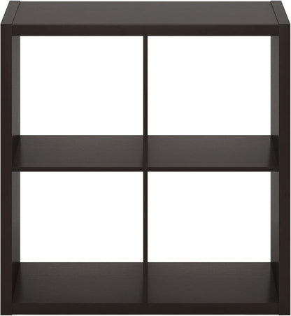 4 Cube Bookcase, Modern Cube Storage Shelf, Thick Frame Open Back Bookshelf for Living Room & Bedroom