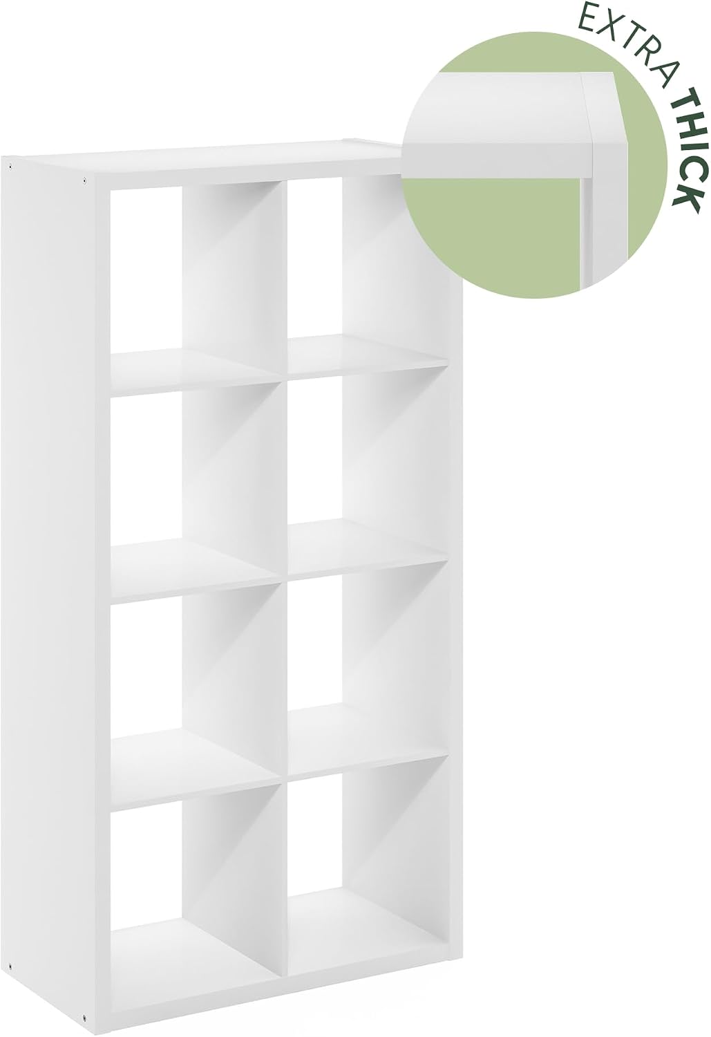 8 Cube Bookcase, Modern Cube Storage Shelf, Reversible Open Back Organizer for Home & Office