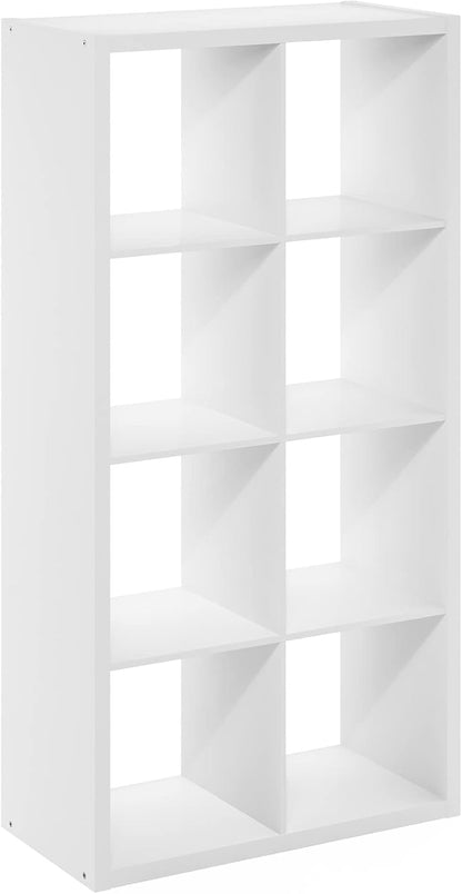 8 Cube Bookcase, Modern Cube Storage Shelf, Reversible Open Back Organizer for Home & Office
