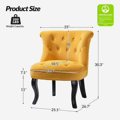 Velvet Accent Chair, Small Upholstered Armchair with Wood Legs, Modern Comfy Lounge Chair for Bedroom & Living Room