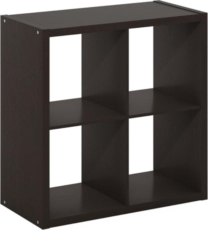 4 Cube Bookcase, Modern Cube Storage Shelf, Thick Frame Open Back Bookshelf for Living Room & Bedroom