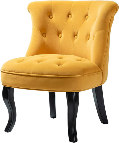 Velvet Accent Chair, Small Upholstered Armchair with Wood Legs, Modern Comfy Lounge Chair for Bedroom & Living Room
