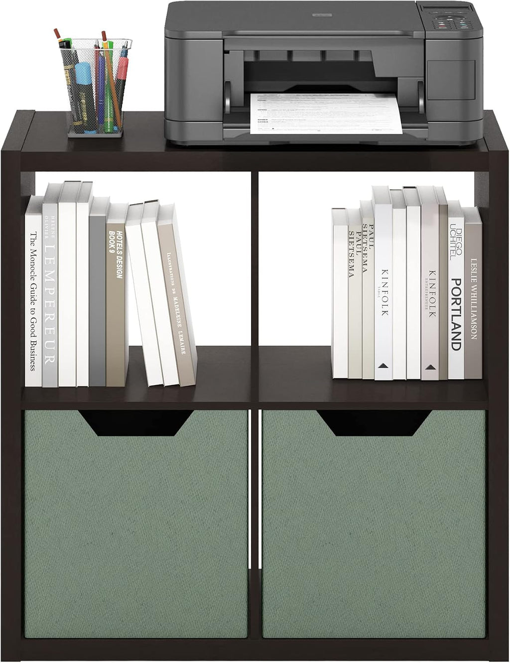 4 Cube Bookcase, Modern Cube Storage Shelf, Thick Frame Open Back Bookshelf for Living Room & Bedroom