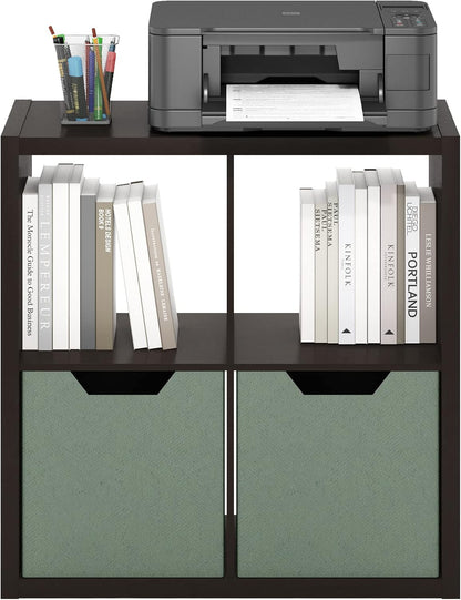 4 Cube Bookcase, Modern Cube Storage Shelf, Thick Frame Open Back Bookshelf for Living Room & Bedroom