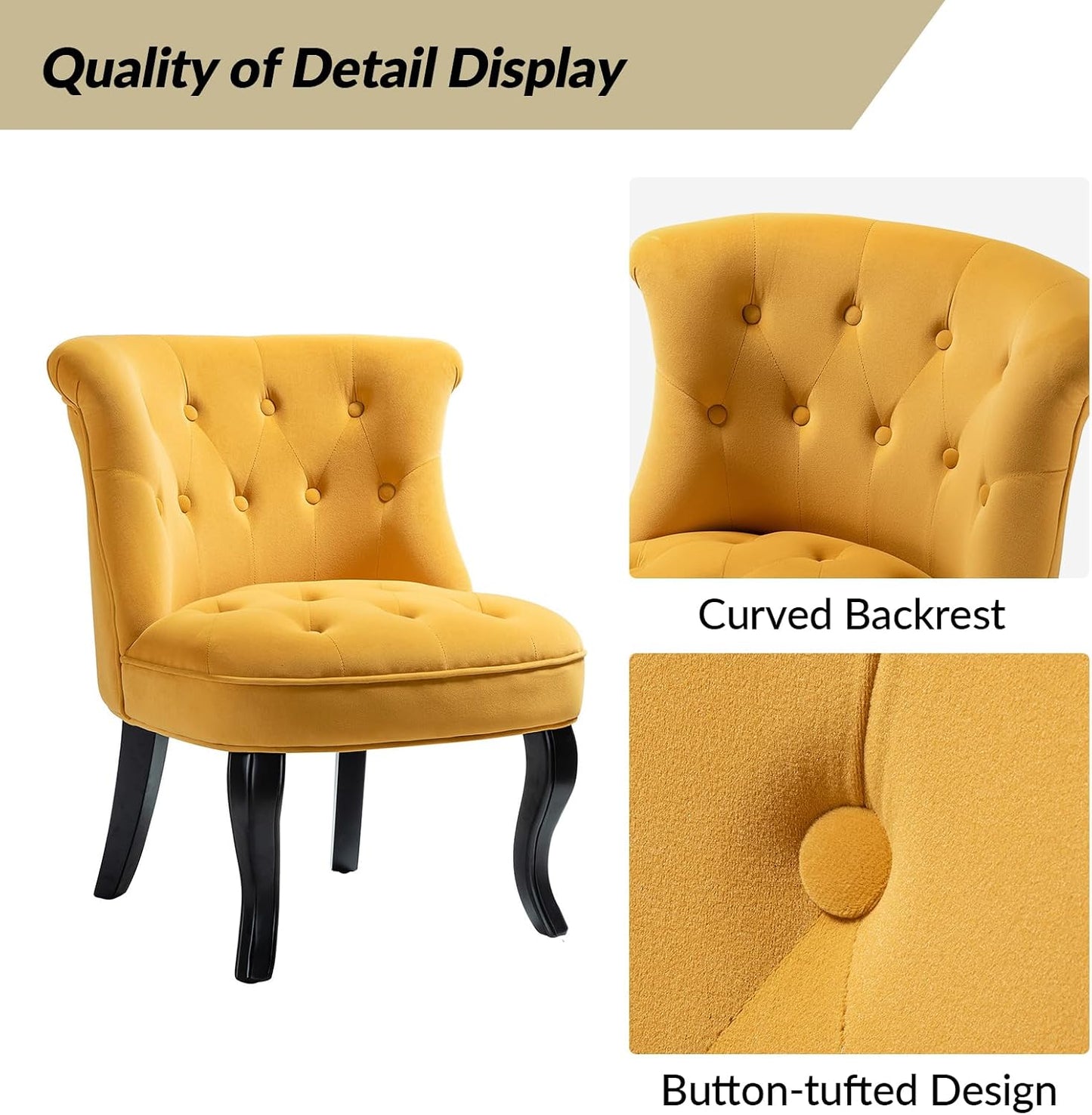 Velvet Accent Chair, Small Upholstered Armchair with Wood Legs, Modern Comfy Lounge Chair for Bedroom & Living Room