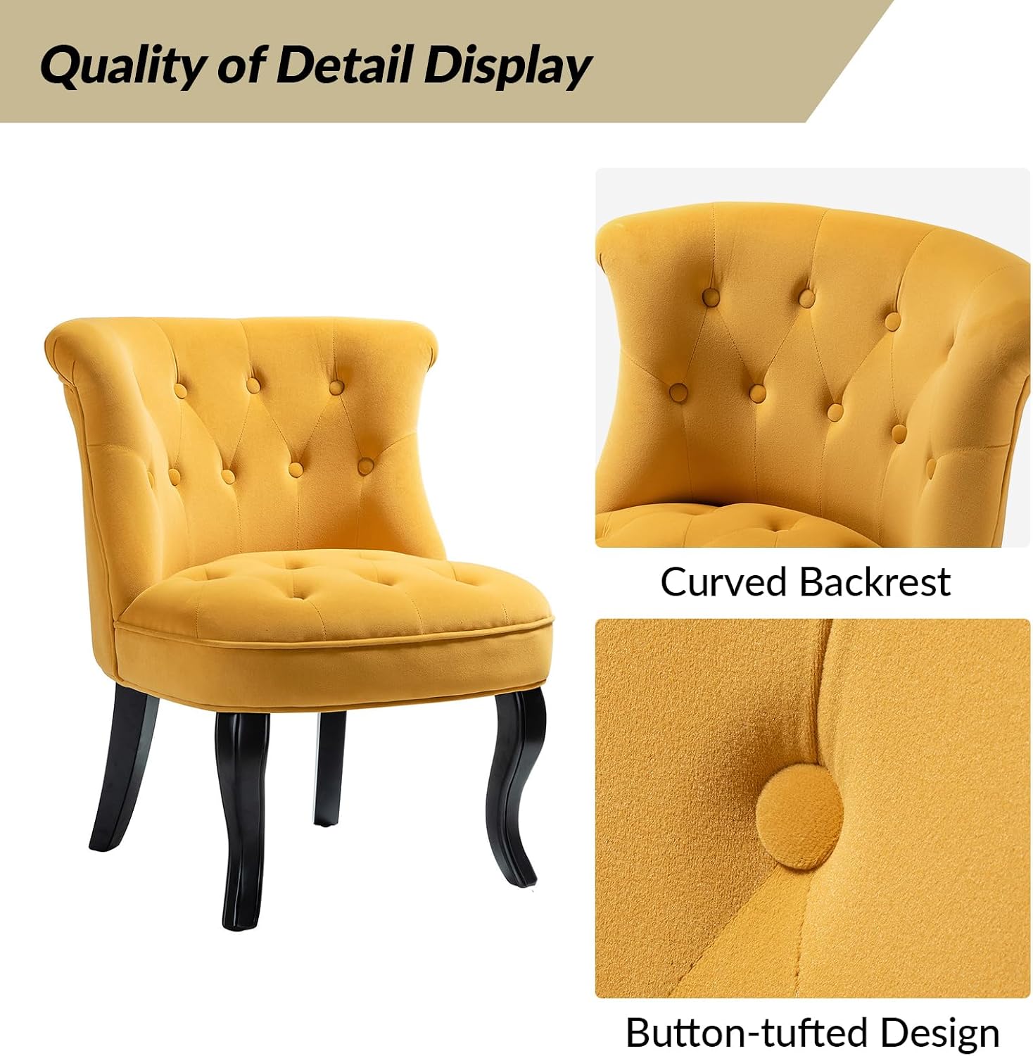 Velvet Accent Chair, Small Upholstered Armchair with Wood Legs, Modern Comfy Lounge Chair for Bedroom & Living Room