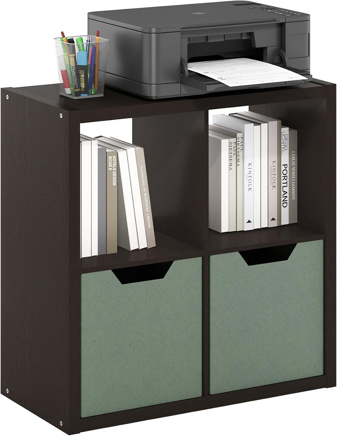4 Cube Bookcase, Modern Cube Storage Shelf, Thick Frame Open Back Bookshelf for Living Room & Bedroom