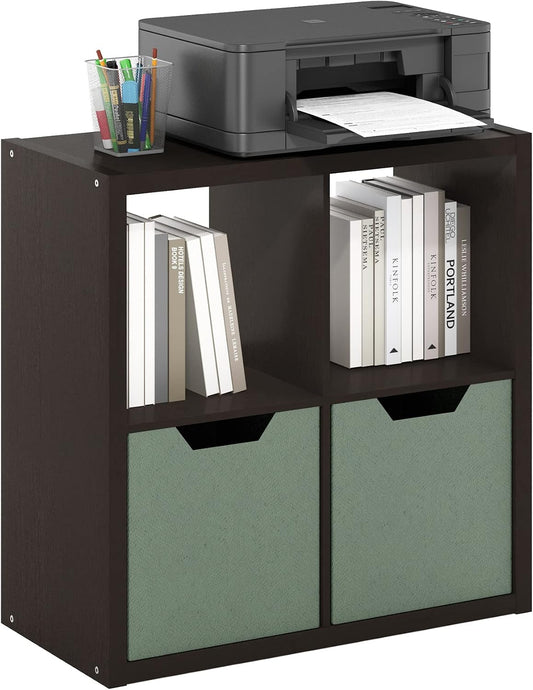 4 Cube Bookcase, Modern Cube Storage Shelf, Thick Frame Open Back Bookshelf for Living Room & Bedroom