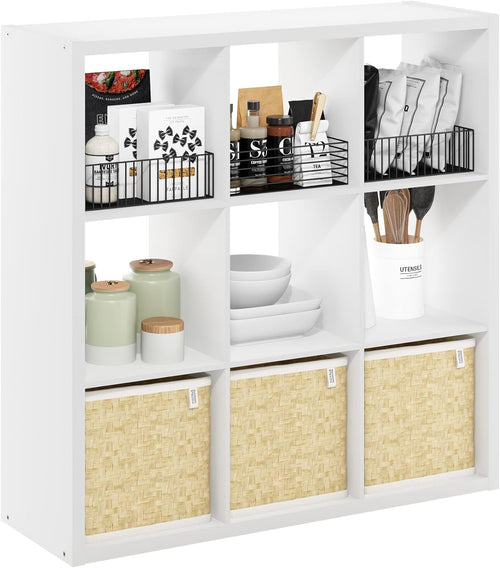 9 Cube Bookcase, Modern Cube Storage Shelf, Reversible Open Back Bookshelf for Living Room & Home Office