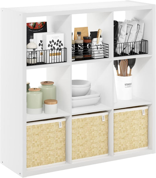 9 Cube Bookcase, Modern Cube Storage Shelf, Reversible Open Back Bookshelf for Living Room & Home Office