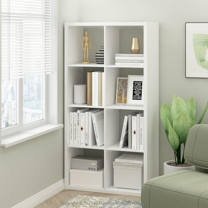 8 Cube Bookcase, Modern Cube Storage Shelf, Reversible Open Back Organizer for Home & Office