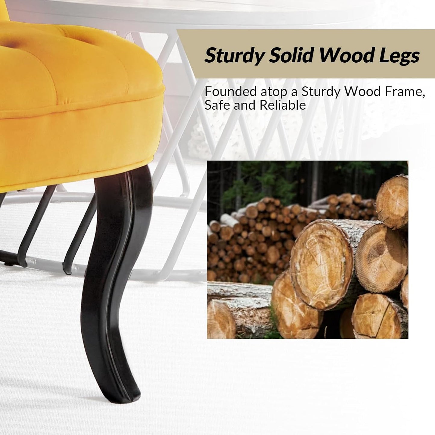 Velvet Accent Chair, Small Upholstered Armchair with Wood Legs, Modern Comfy Lounge Chair for Bedroom & Living Room