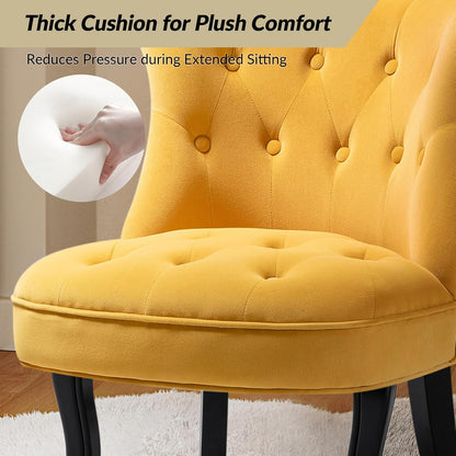 Velvet Accent Chair, Small Upholstered Armchair with Wood Legs, Modern Comfy Lounge Chair for Bedroom & Living Room
