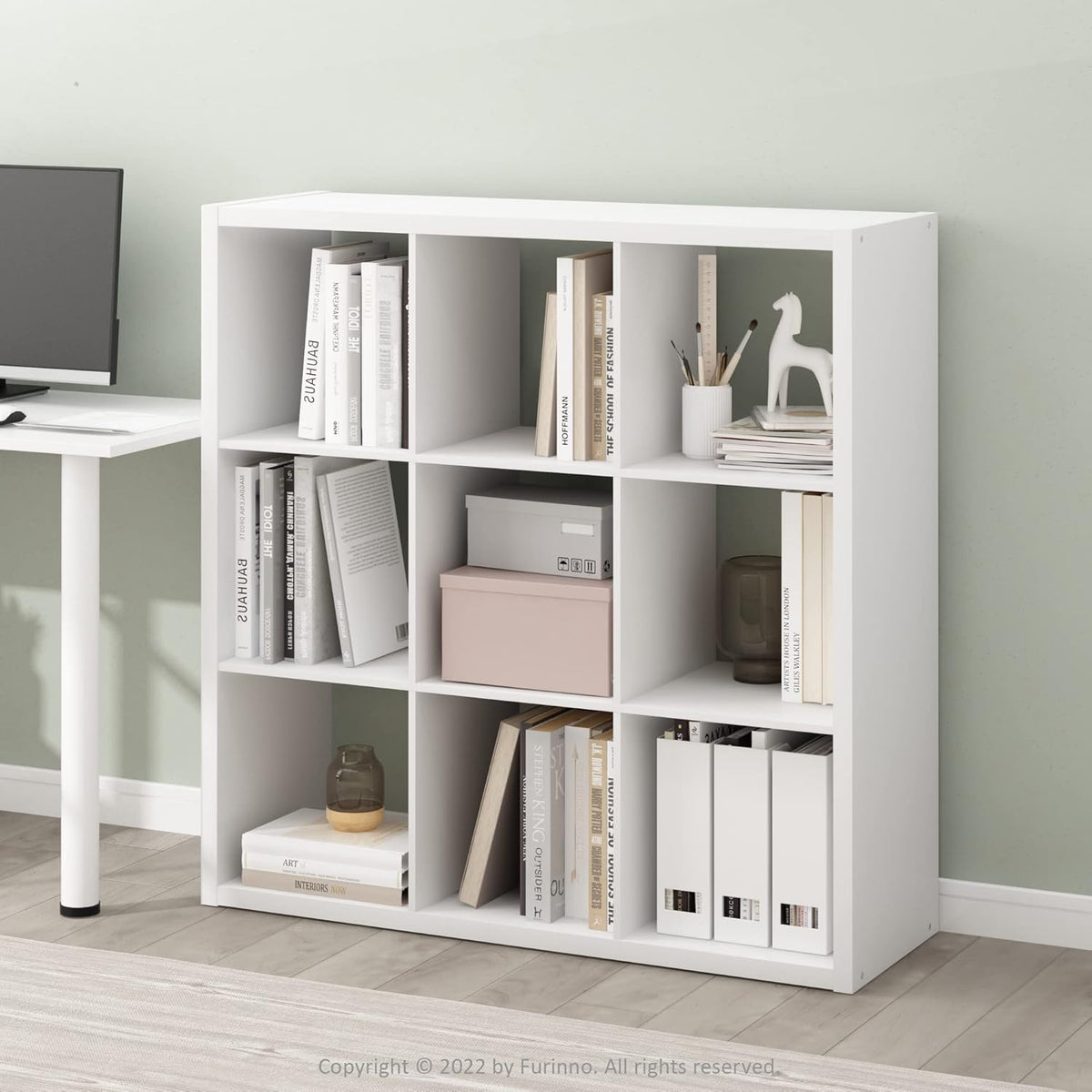 9 Cube Bookcase, Modern Cube Storage Shelf, Reversible Open Back Bookshelf for Living Room & Home Office