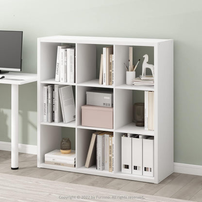 9 Cube Bookcase, Modern Cube Storage Shelf, Reversible Open Back Bookshelf for Living Room & Home Office
