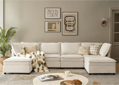 Modular Sectional Sofa with Storage, Oversized Chenille Couch, L Shaped Deep Seat Couch