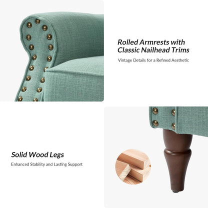 Oversized Accent Chair, Upholstered Armchair with Curved Arms & Nailhead Trim, Modern Living Room Lounge Chair