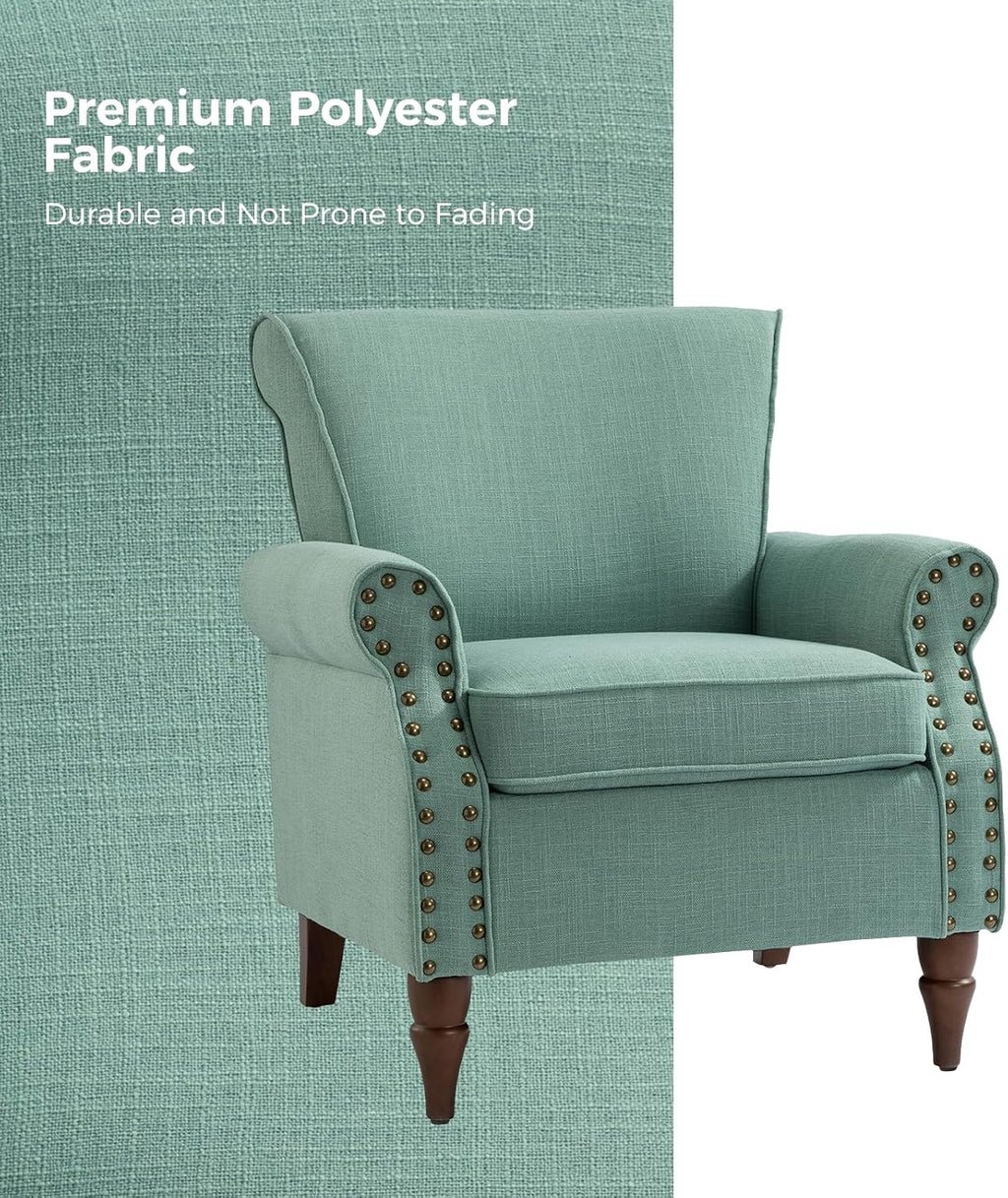 Oversized Accent Chair, Upholstered Armchair with Curved Arms & Nailhead Trim, Modern Living Room Lounge Chair