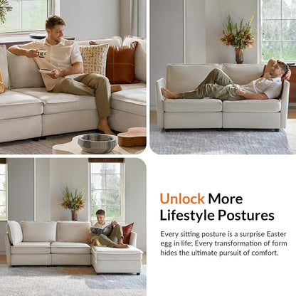 Modular Sectional Sofa with Storage, Oversized Chenille Couch, L Shaped Deep Seat Couch