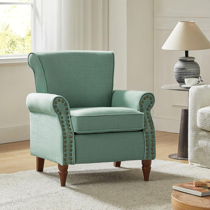 Oversized Accent Chair, Upholstered Armchair with Curved Arms & Nailhead Trim, Modern Living Room Lounge Chair